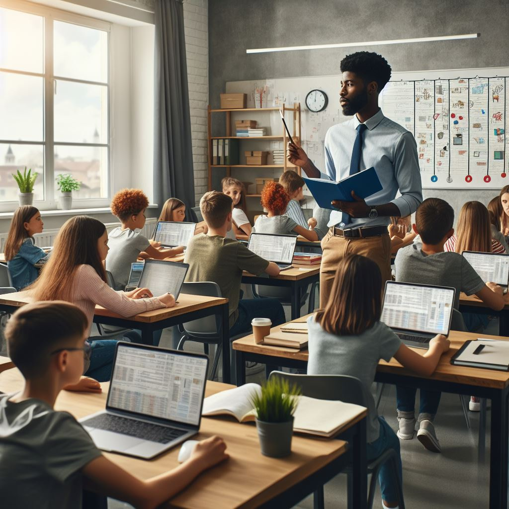 classe avec des vieux ordinateurs reconditionnés